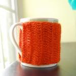 Chai Love Mug Cozy Burnt Orange Crocheted Tea Cup..