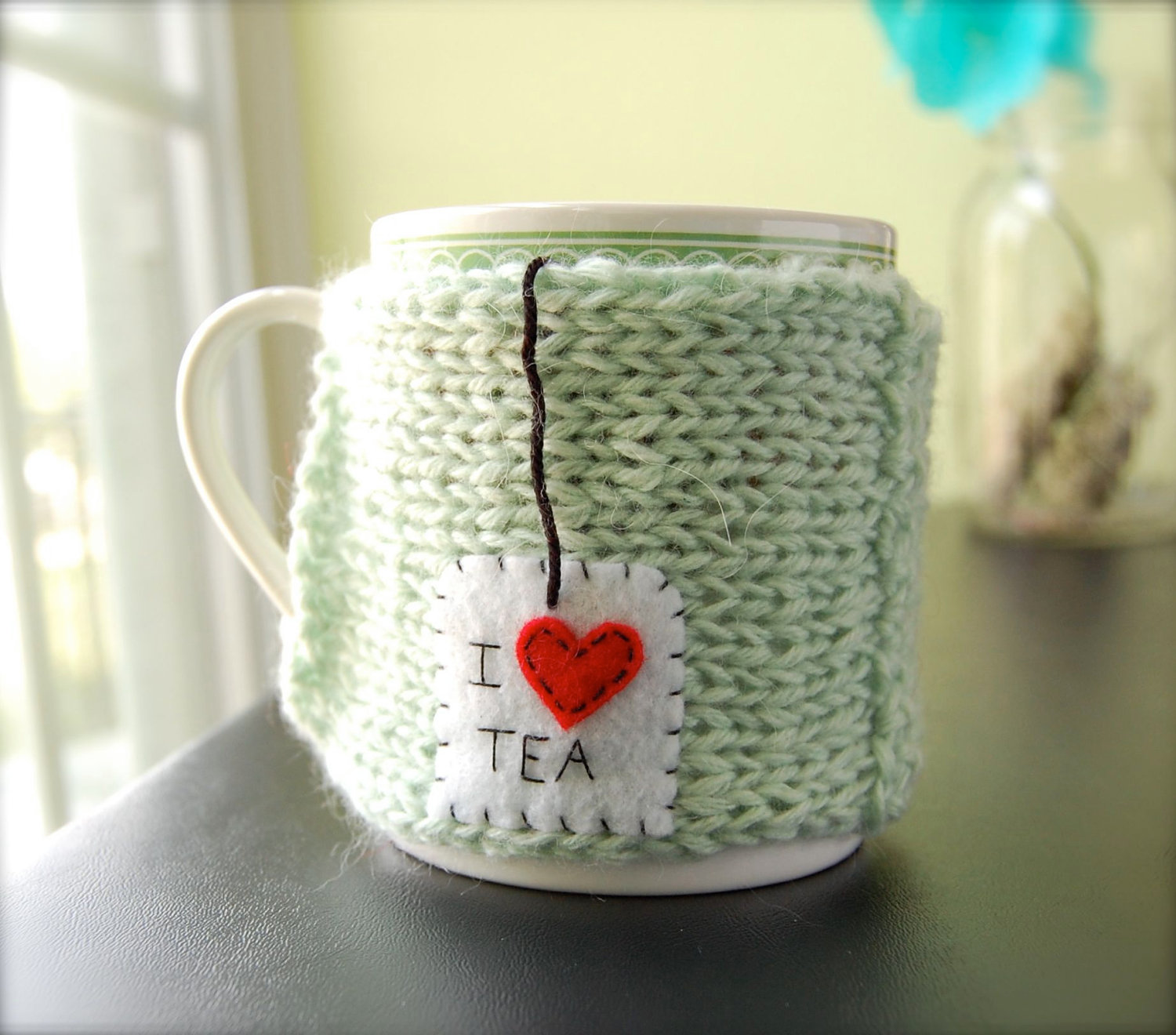 Personalized Tea Mug Cozy Mint Green Custom Coffee Cosy on Luulla